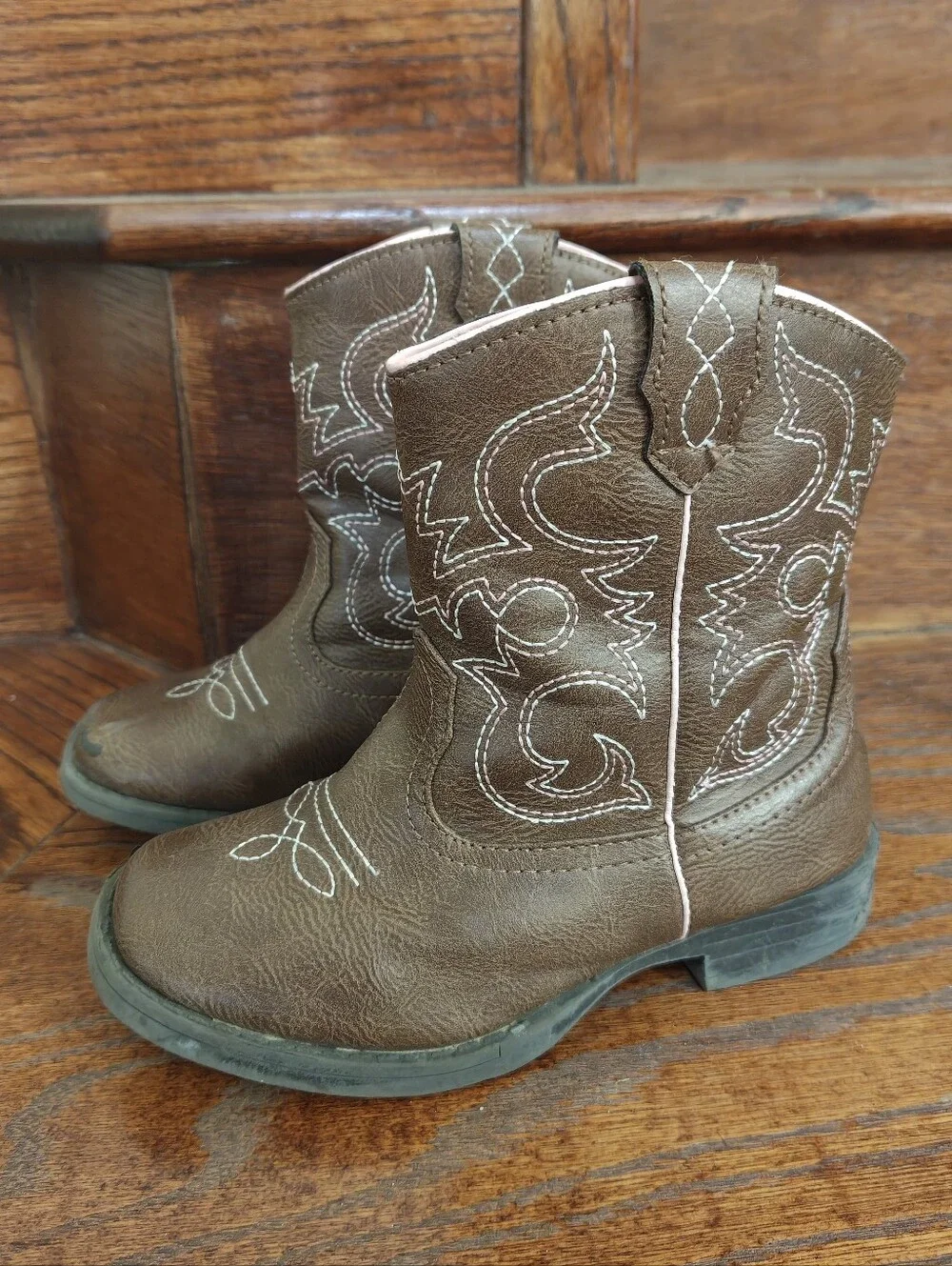 Brown Western Cowboy Boots Size 12 Kids
